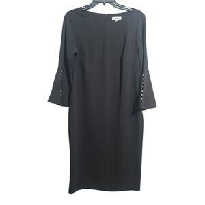 Calvin Klein Black 3/4 Bell Sleeve Evening Dress Size 12 NWT